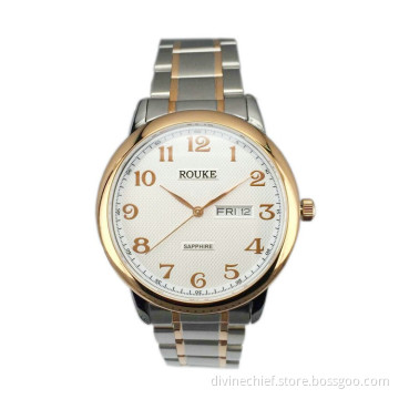 Customize All Stainless Steel Two-tones Men Watches High Quality Japan Date/Day Movement Wrist Watch
